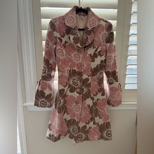 Anthropology Elevenses Pink and Brown Textured Coat Size 8
